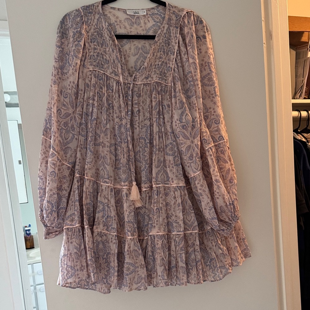 TALULAH Lavender Paisley Long Sleeve Dress